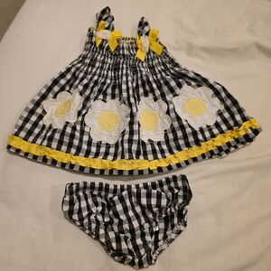 Yellow and Black Checkered Kids Casual Dress